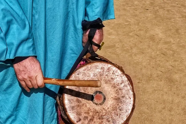 Virtual dholak — Indian dholak hand drum close-up